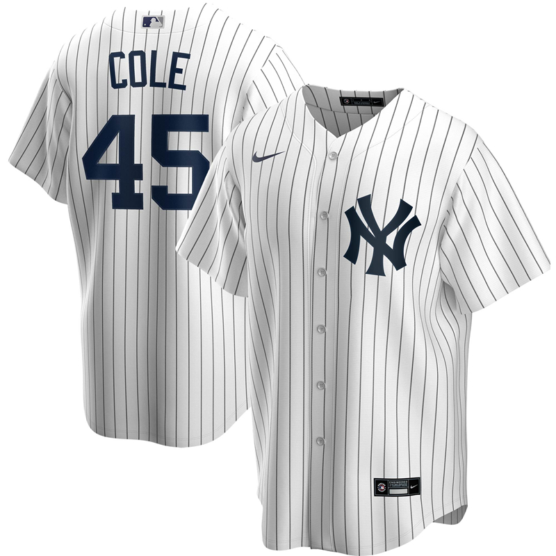 2020 MLB Men New York Yankees #45 Nike White Home 2020 Replica Player Jersey 1->new york yankees->MLB Jersey